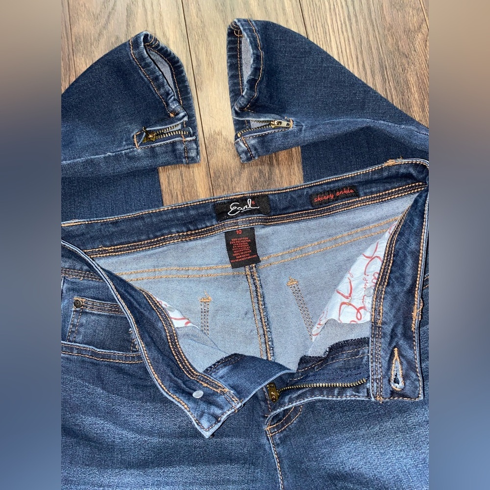 🦋B2G1🦋EARL JEANS Dark Blue Skinny Ankle Zip Up Jeans | 10 | - Picture 6 of 8